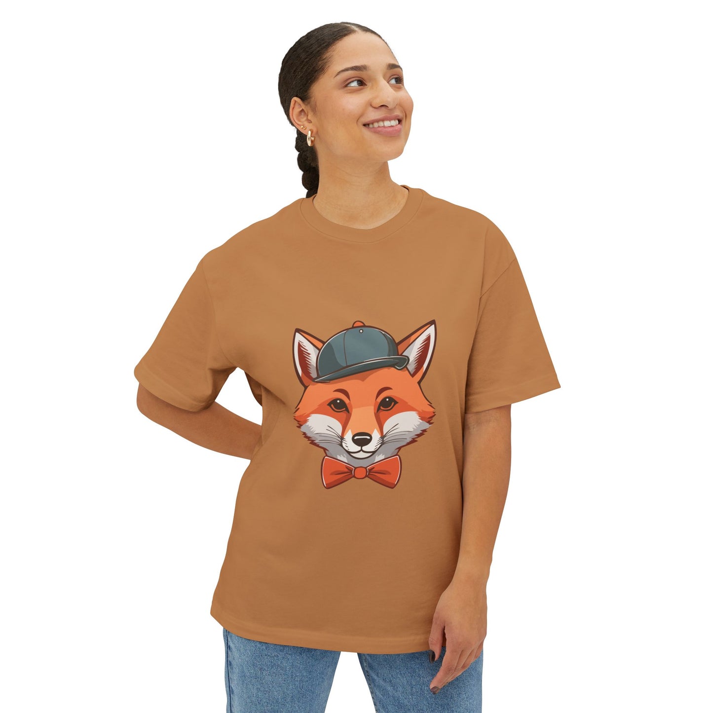 Whimsical Fox Graphic Tee for Animal Lovers | Unisex Boxy Oversized T-Shirt, Gift for Kids and Adults, Casual Wear, Birthday Present