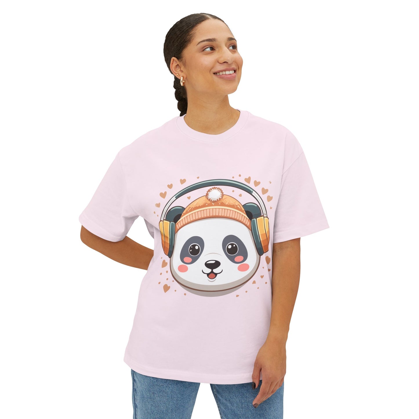 Cute Panda Graphic Tee, Oversized Unisex T-Shirt, Casual Wear, Gift for Animal Lovers, Fun Summer Outfits, Music Theme Apparel
