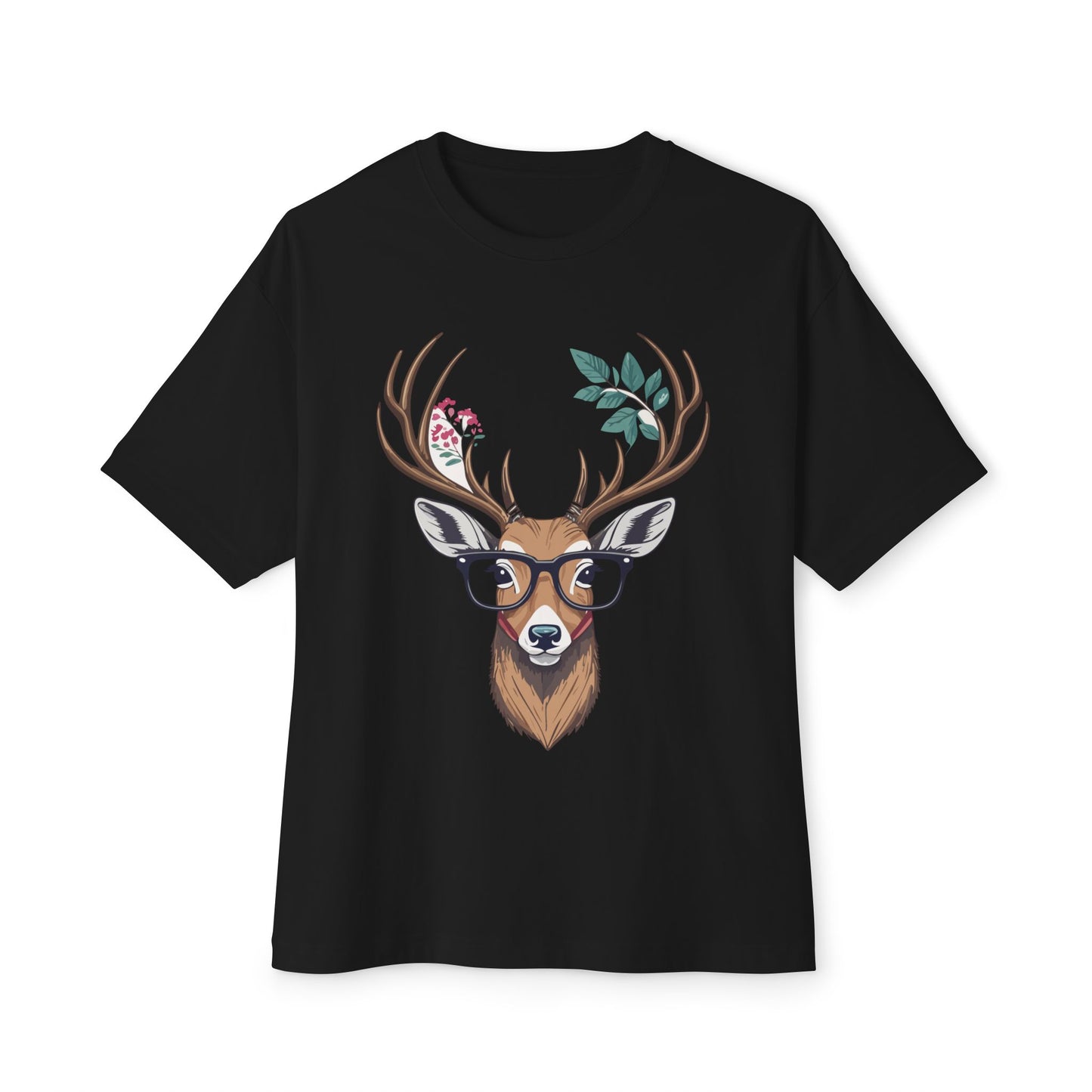 Whimsical Deer Graphic Tee, Unisex Oversized Boxy Tee, Nature Lover Shirt, Cute Animal Shirt, Relaxed Fit T-Shirt, Gift for Him/Her