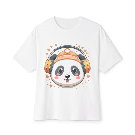 Cute Panda Graphic Tee, Oversized Unisex T-Shirt, Casual Wear, Gift for Animal Lovers, Fun Summer Outfits, Music Theme Apparel