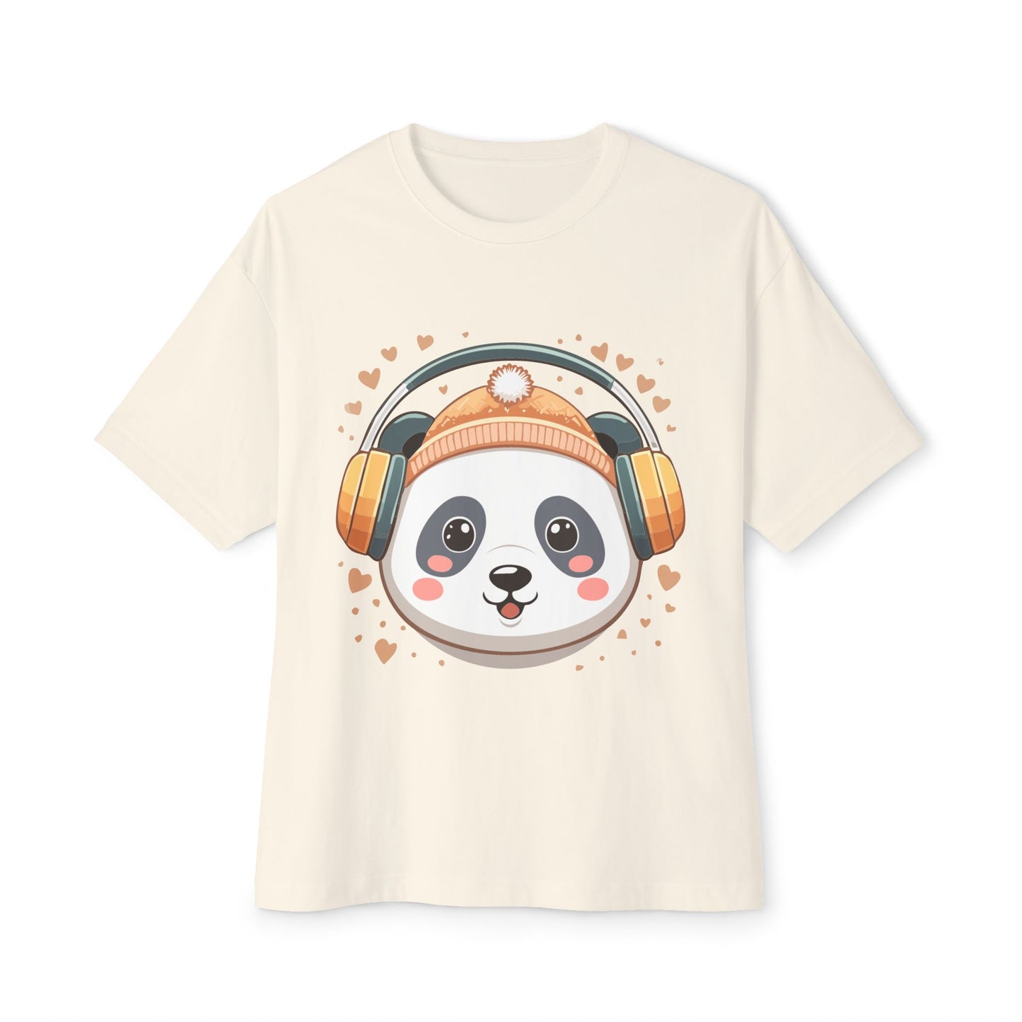 Cute Panda Graphic Tee, Oversized Unisex T-Shirt, Casual Wear, Gift for Animal Lovers, Fun Summer Outfits, Music Theme Apparel
