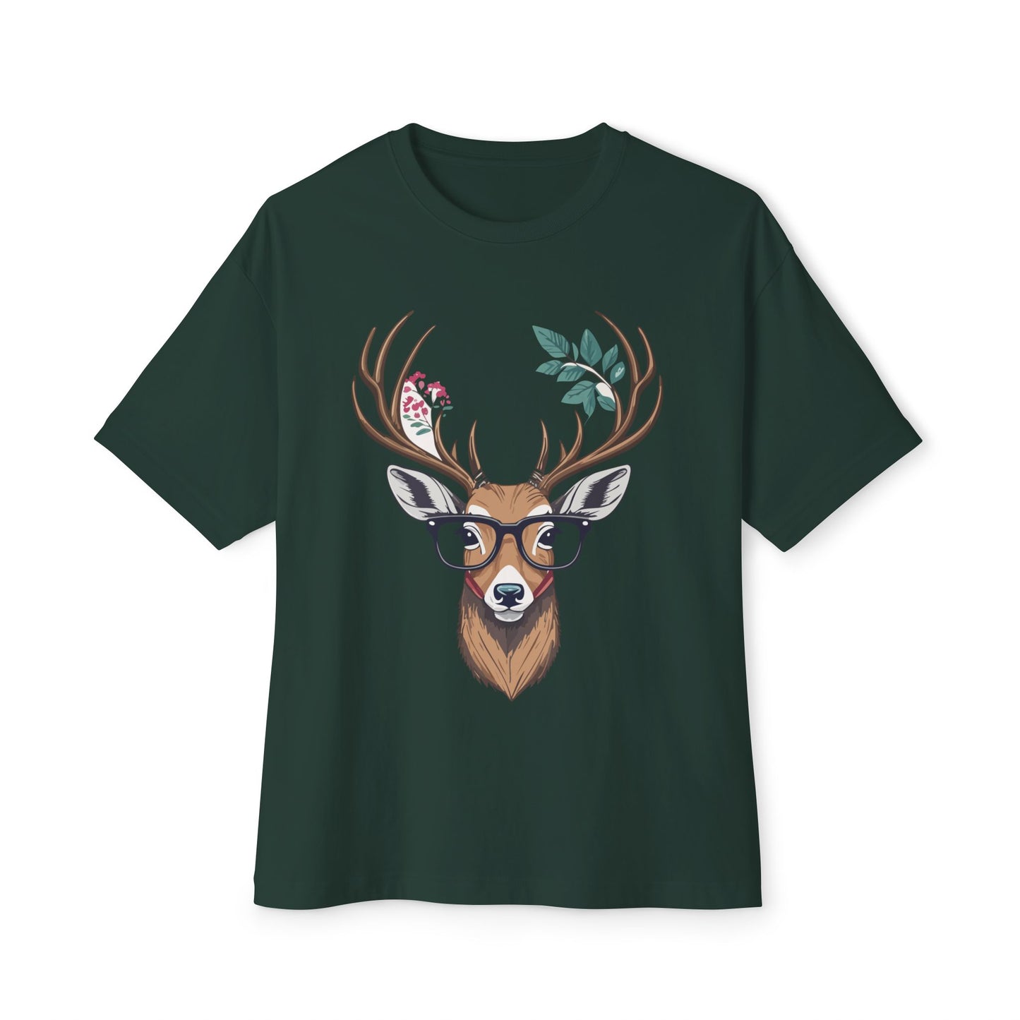 Whimsical Deer Graphic Tee, Unisex Oversized Boxy Tee, Nature Lover Shirt, Cute Animal Shirt, Relaxed Fit T-Shirt, Gift for Him/Her