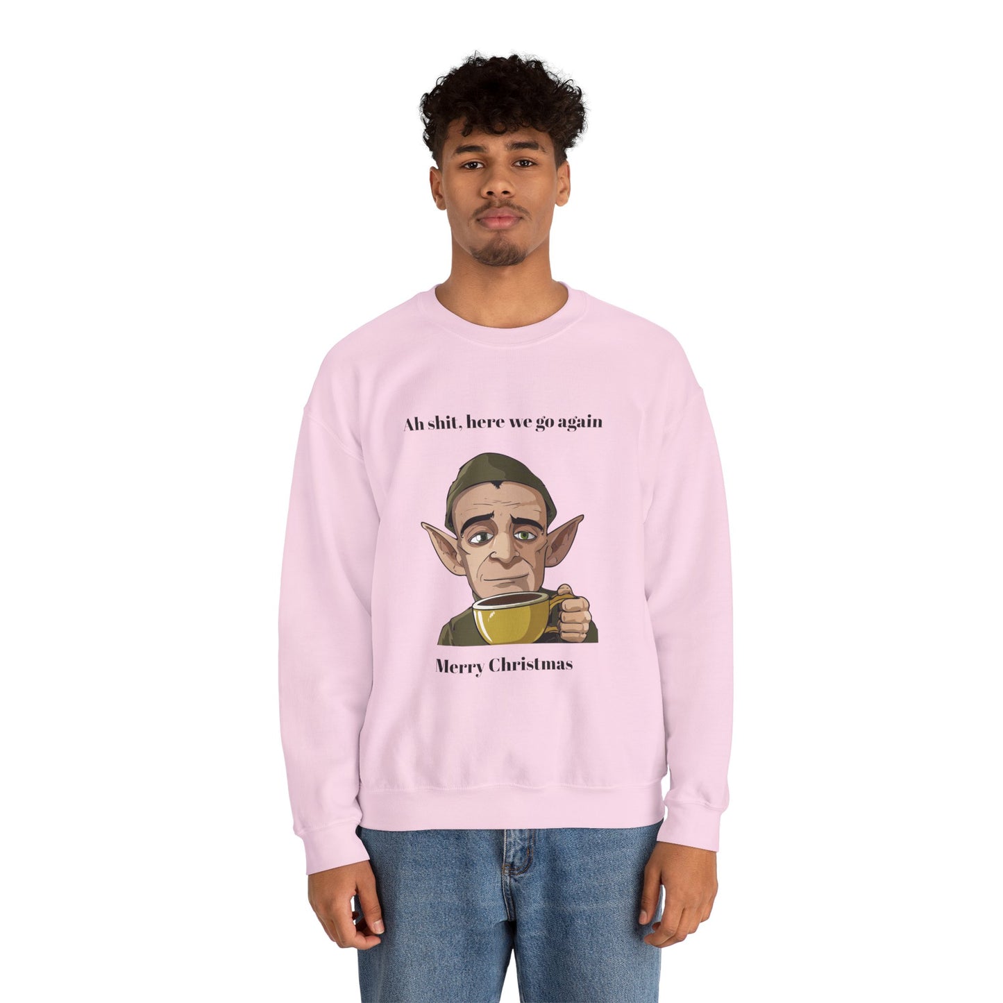 Humorous Unisex Crewneck Sweatshirt - "Ah Shit, Here We Go Again" Christmas Gift