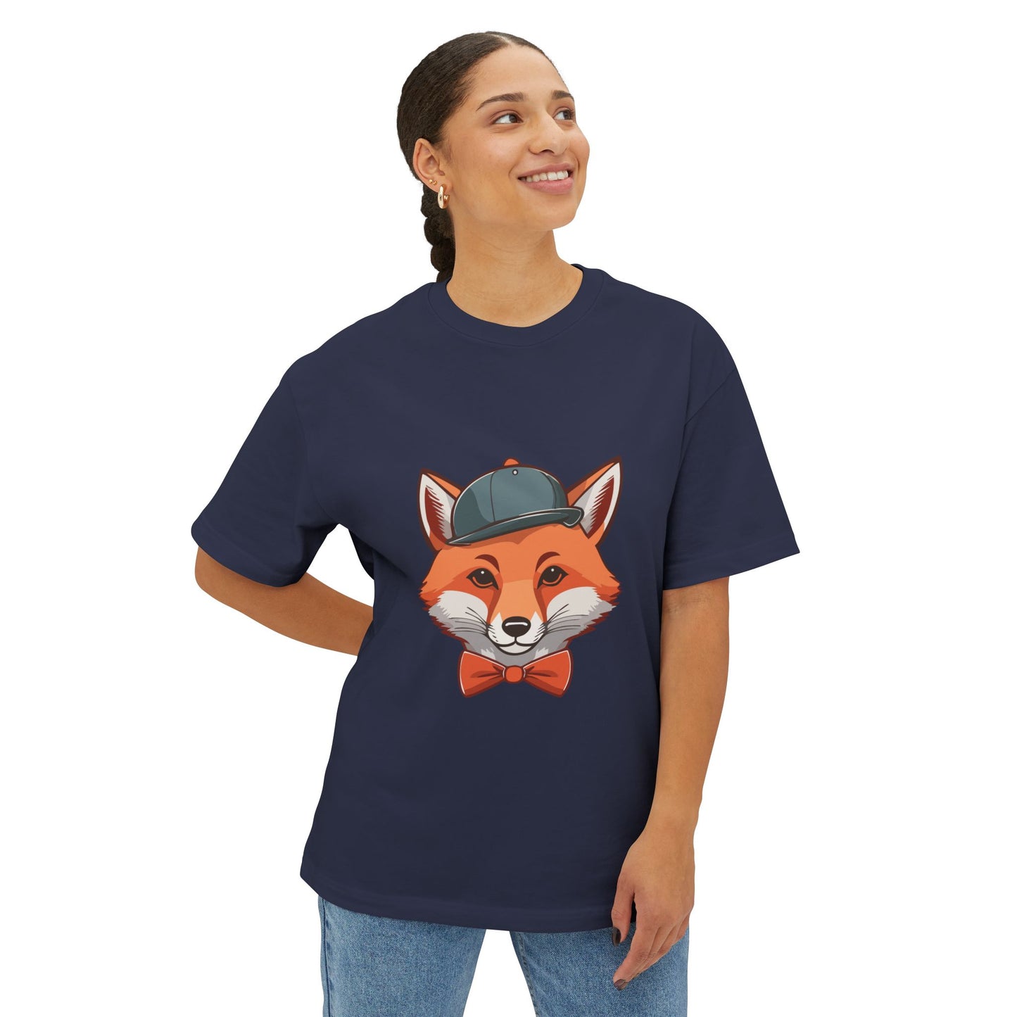 Whimsical Fox Graphic Tee for Animal Lovers | Unisex Boxy Oversized T-Shirt, Gift for Kids and Adults, Casual Wear, Birthday Present