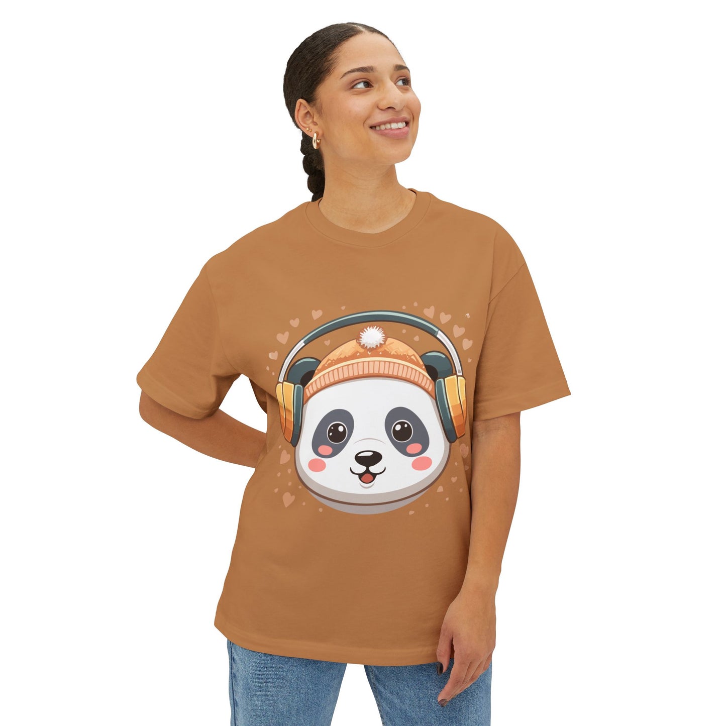 Cute Panda Graphic Tee, Oversized Unisex T-Shirt, Casual Wear, Gift for Animal Lovers, Fun Summer Outfits, Music Theme Apparel
