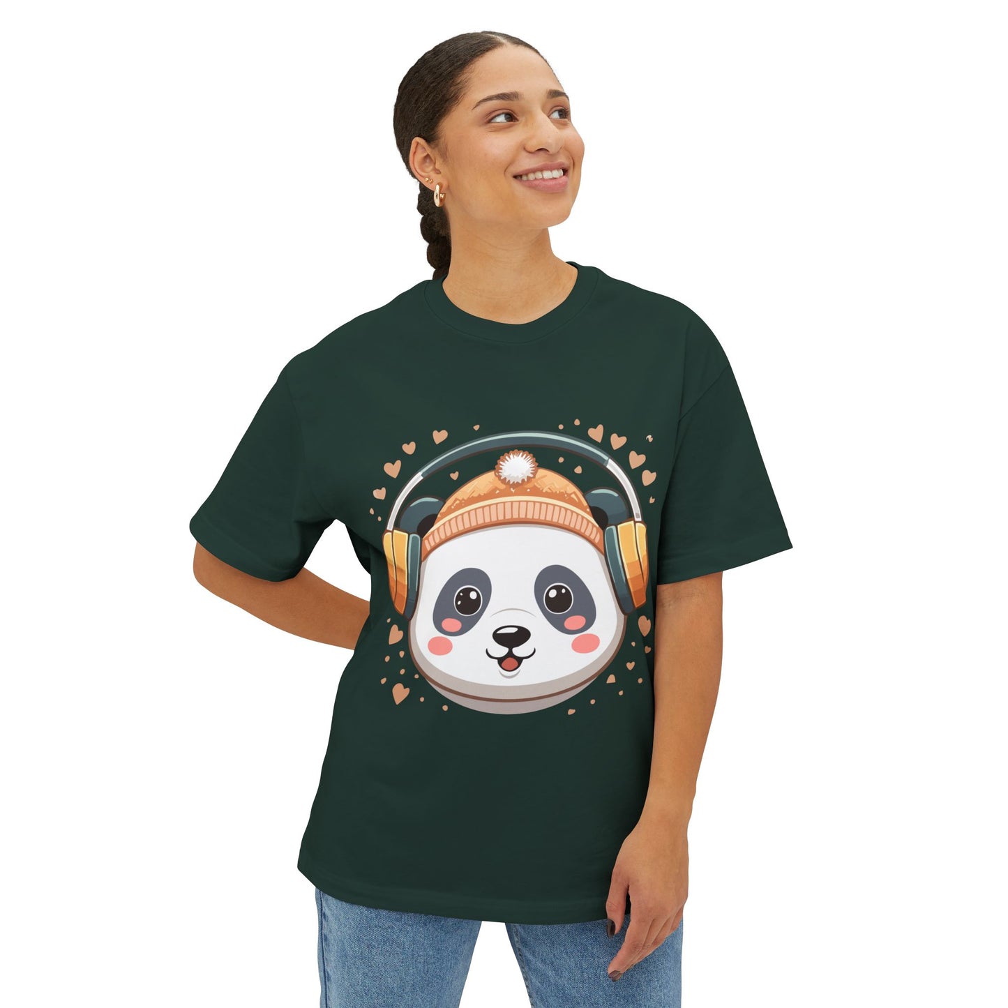 Cute Panda Graphic Tee, Oversized Unisex T-Shirt, Casual Wear, Gift for Animal Lovers, Fun Summer Outfits, Music Theme Apparel