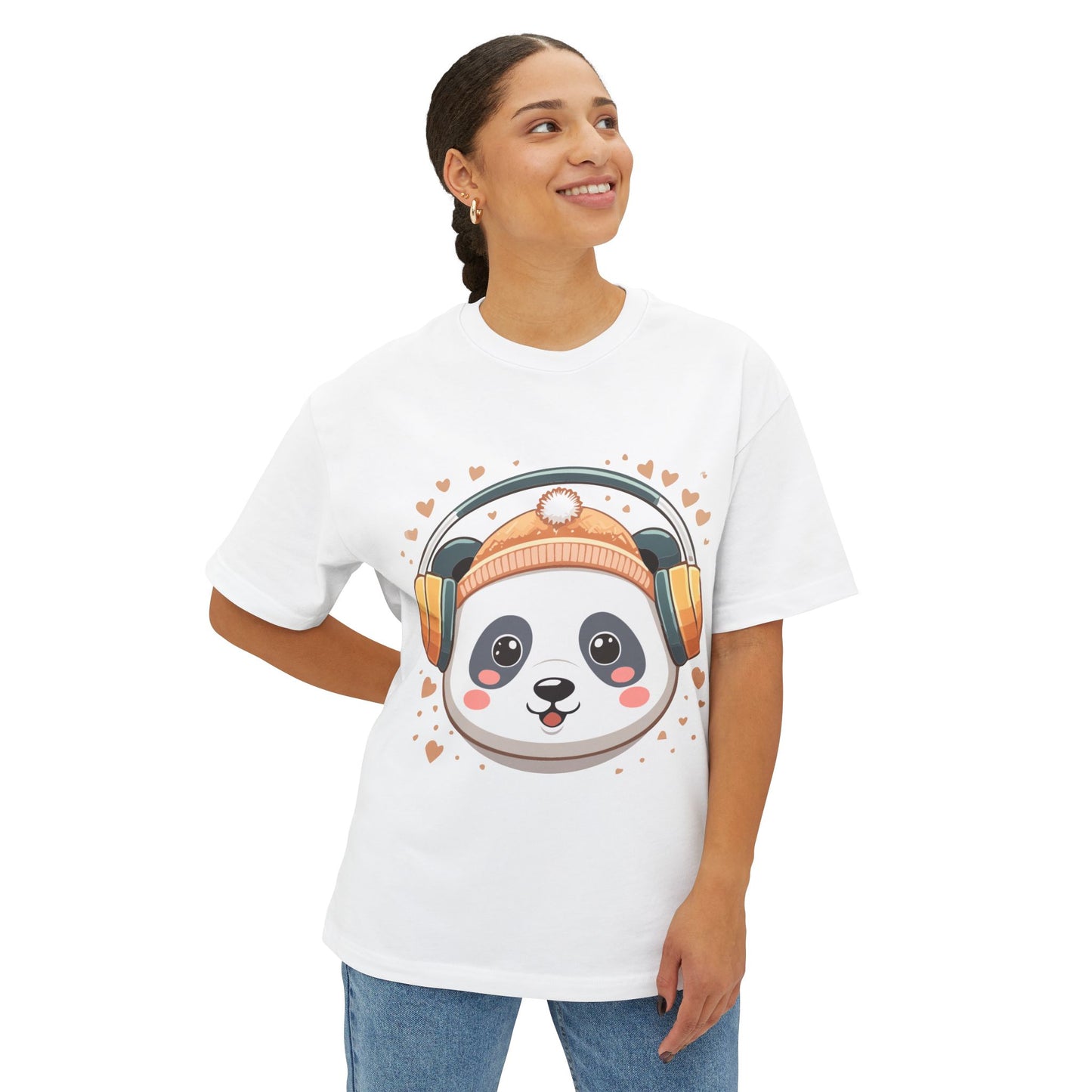 Cute Panda Graphic Tee, Oversized Unisex T-Shirt, Casual Wear, Gift for Animal Lovers, Fun Summer Outfits, Music Theme Apparel