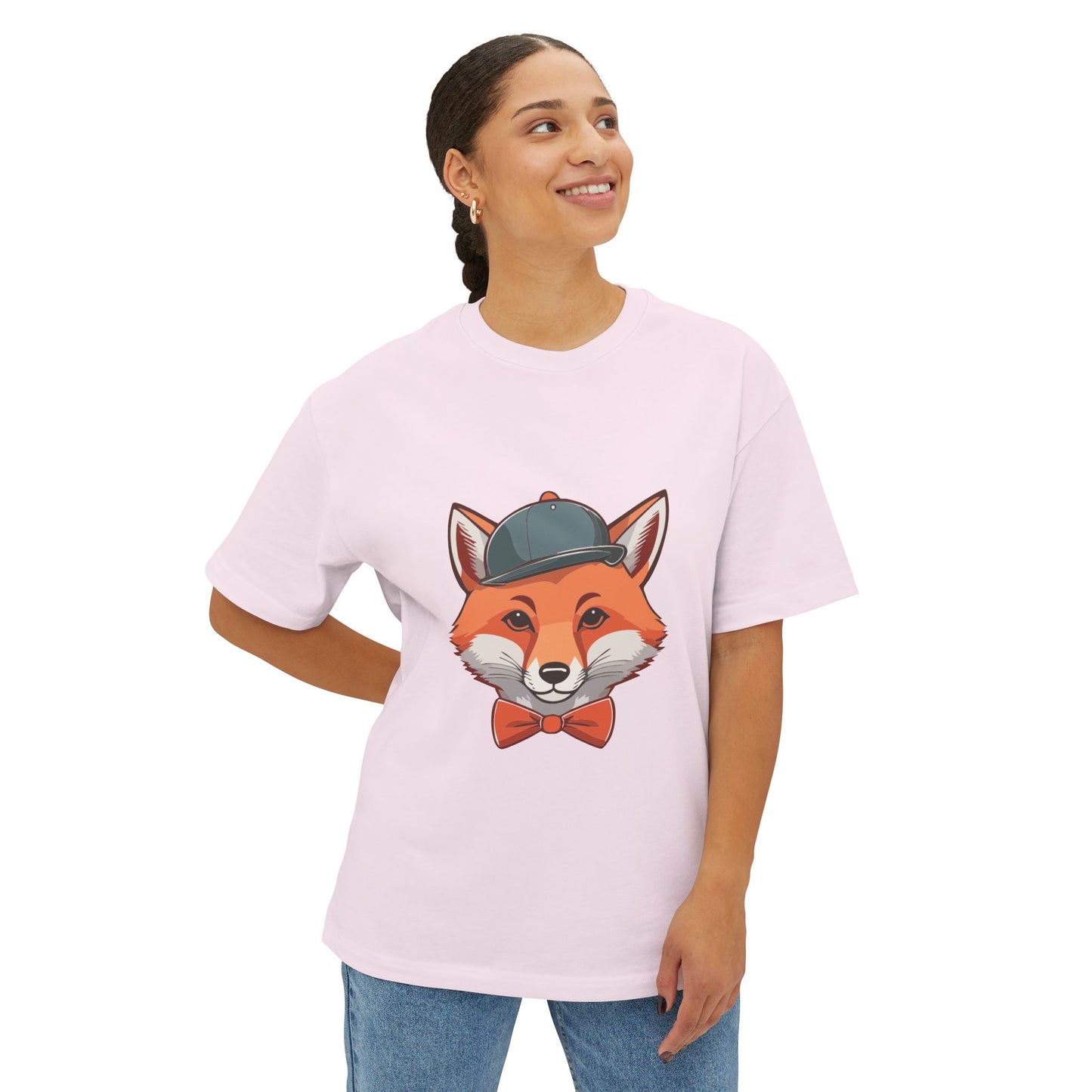 Whimsical Fox Graphic Tee for Animal Lovers | Unisex Boxy Oversized T-Shirt, Gift for Kids and Adults, Casual Wear, Birthday Present