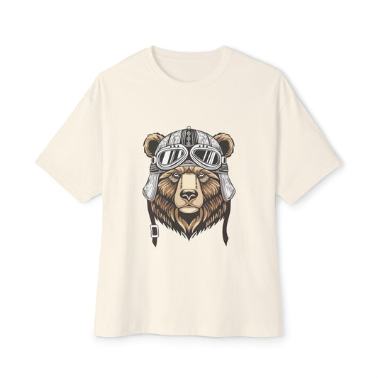 Vintage Aviator Bear Unisex Oversized Tee, Cool Graphic Shirt, Animal Lover Gift, Casual Wear, Birthday Present, Adventure Apparel