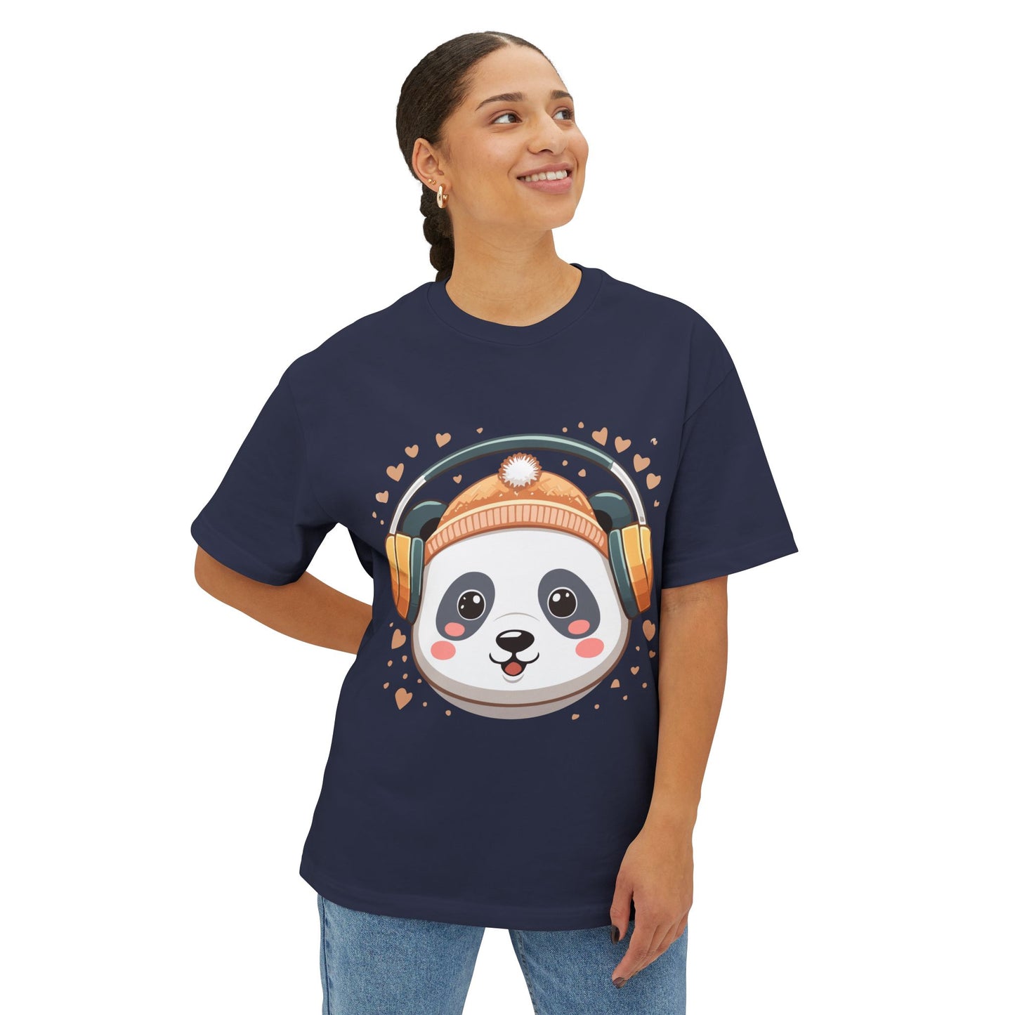 Cute Panda Graphic Tee, Oversized Unisex T-Shirt, Casual Wear, Gift for Animal Lovers, Fun Summer Outfits, Music Theme Apparel