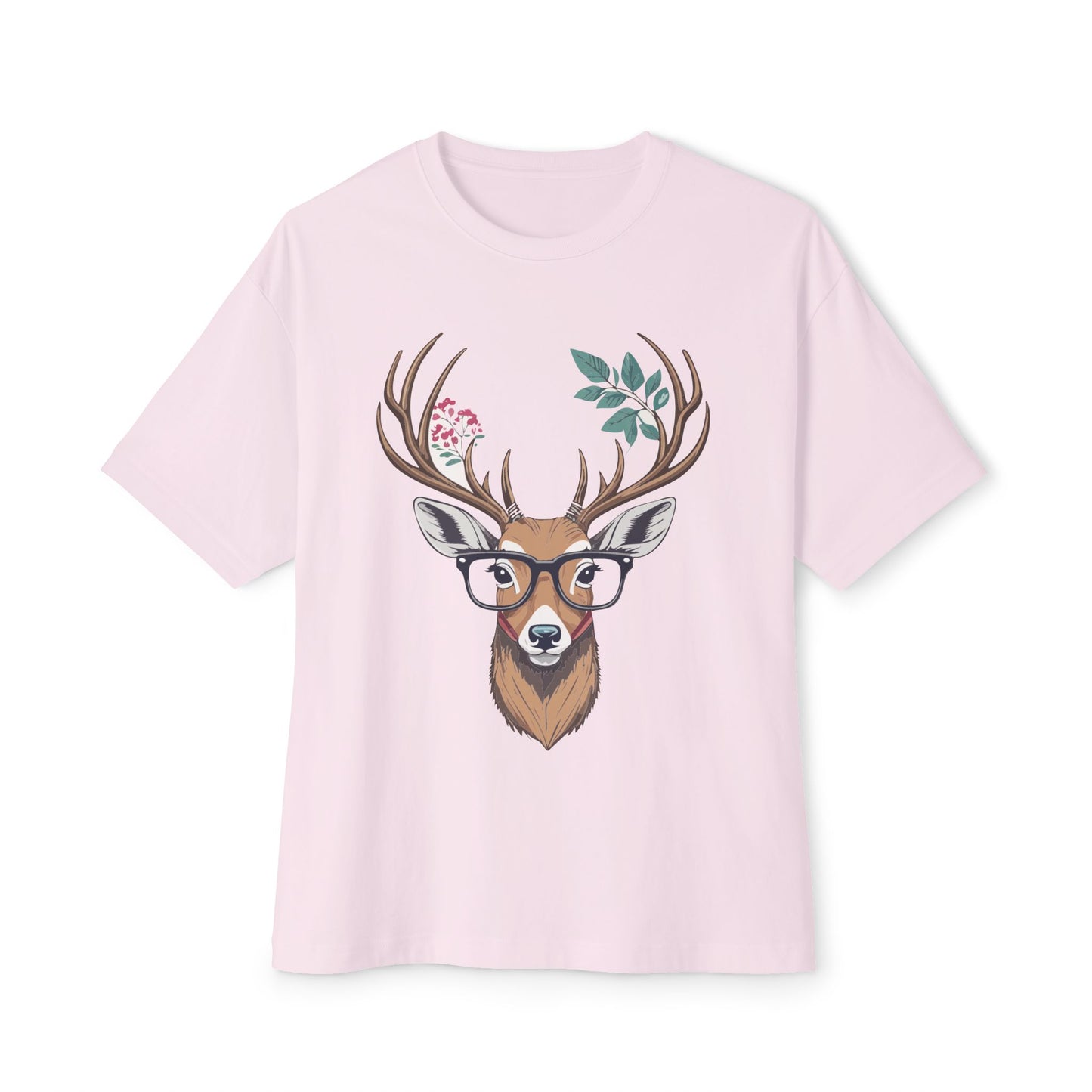 Whimsical Deer Graphic Tee, Unisex Oversized Boxy Tee, Nature Lover Shirt, Cute Animal Shirt, Relaxed Fit T-Shirt, Gift for Him/Her