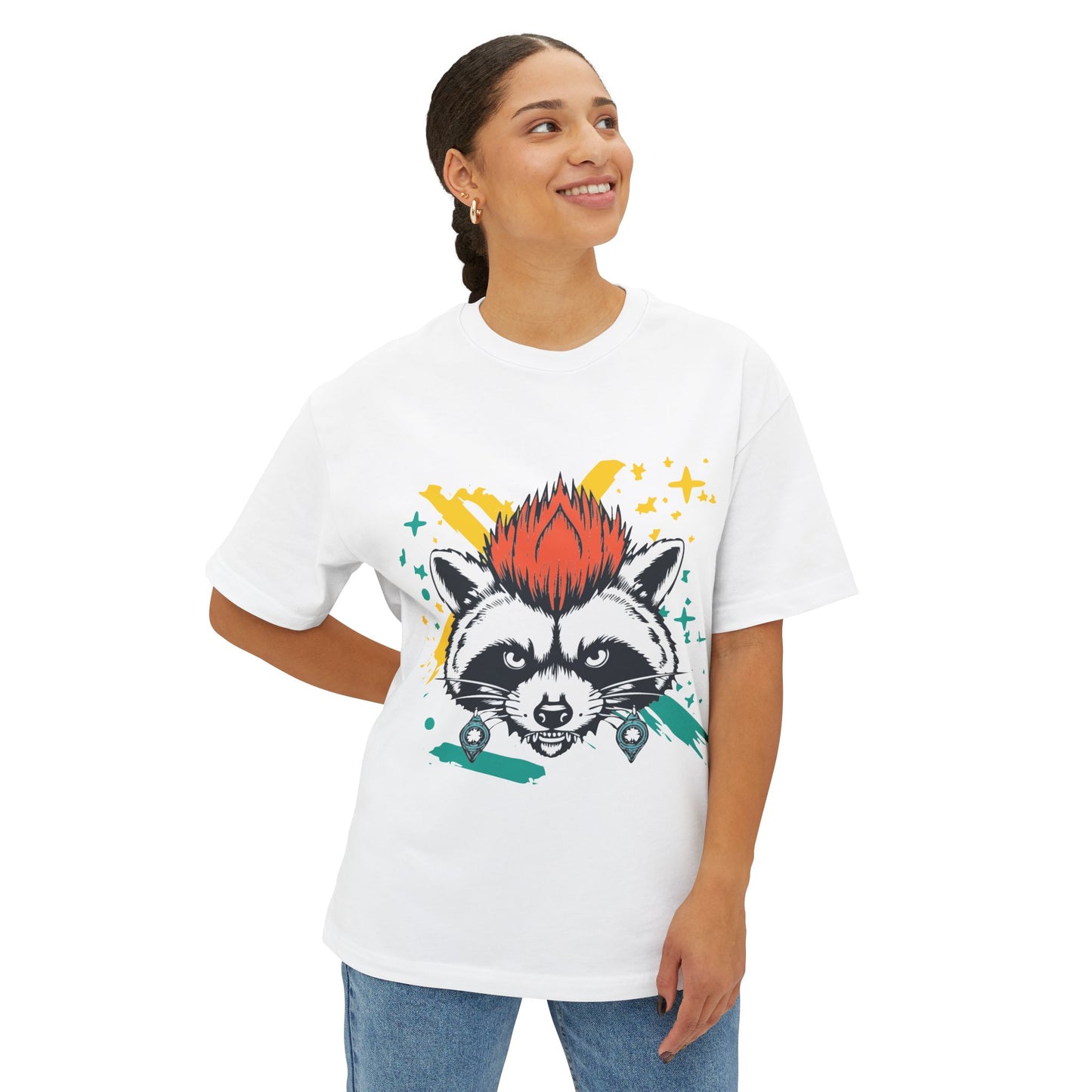 Cool Raccoon Graphic Boxy Tee, Unisex Oversized T-Shirt for Casual Wear, Animal Lover Gift, Summer Fashion, Unique Tee