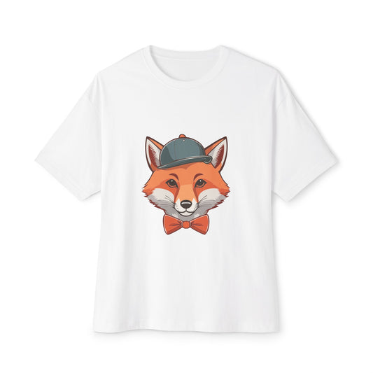 Whimsical Fox Graphic Tee for Animal Lovers | Unisex Boxy Oversized T-Shirt, Gift for Kids and Adults, Casual Wear, Birthday Present
