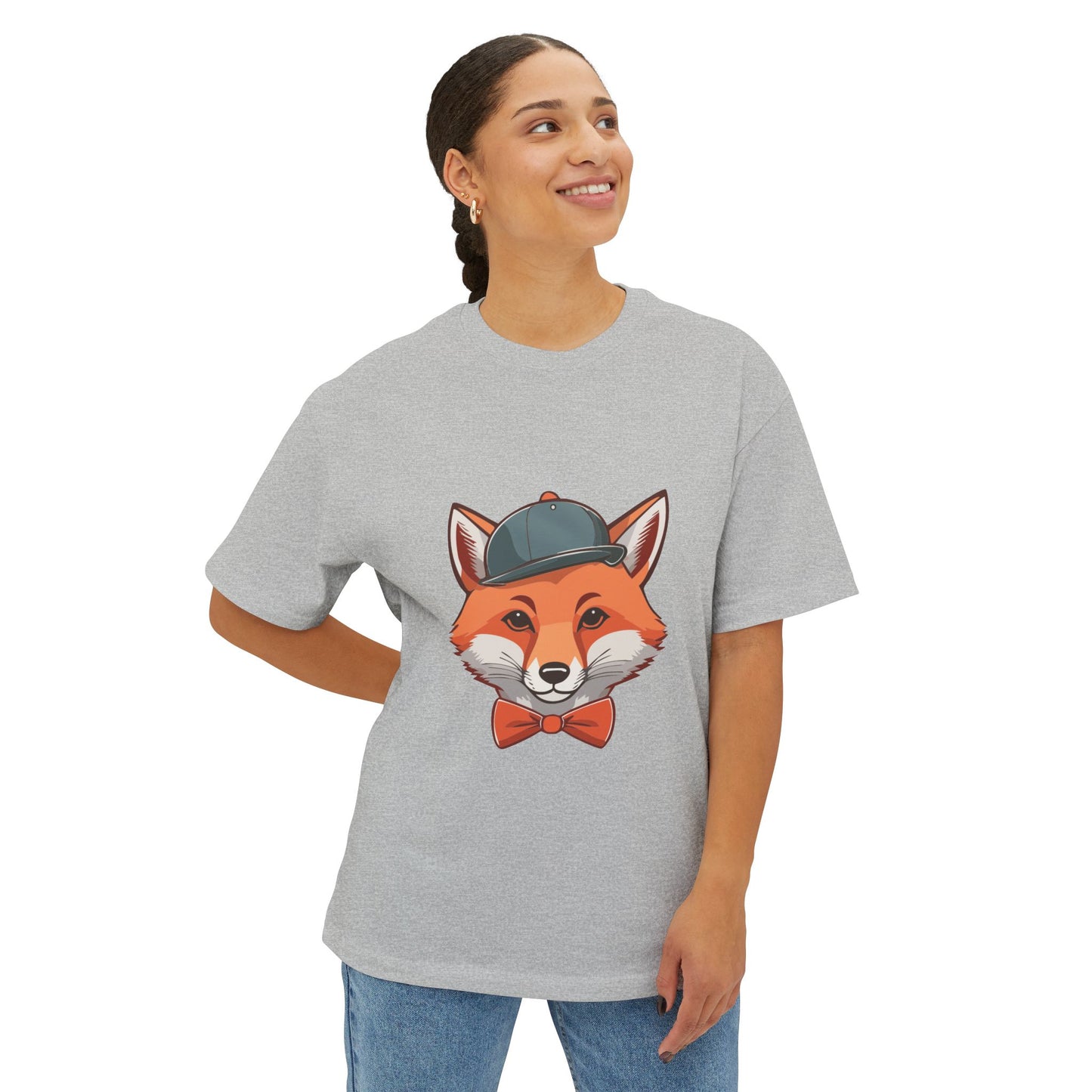 Whimsical Fox Graphic Tee for Animal Lovers | Unisex Boxy Oversized T-Shirt, Gift for Kids and Adults, Casual Wear, Birthday Present