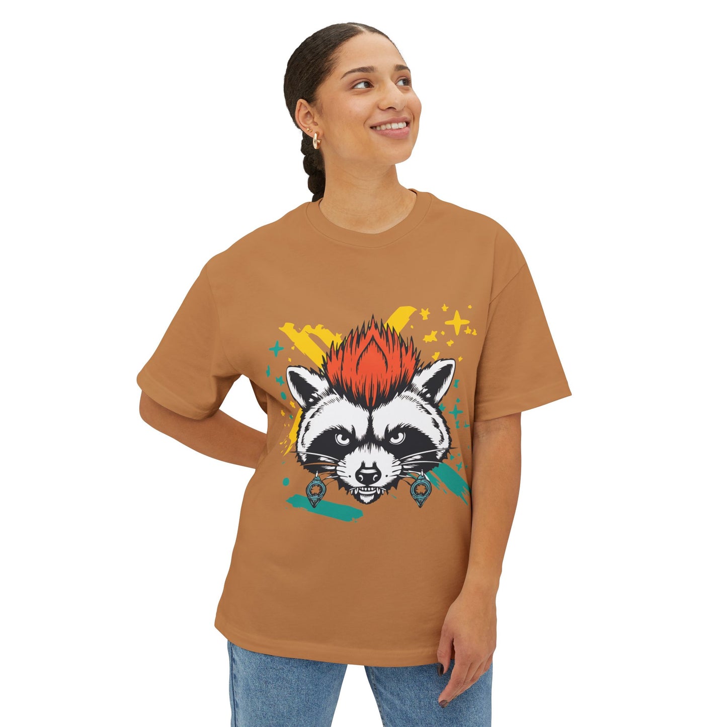 Cool Raccoon Graphic Boxy Tee, Unisex Oversized T-Shirt for Casual Wear, Animal Lover Gift, Summer Fashion, Unique Tee