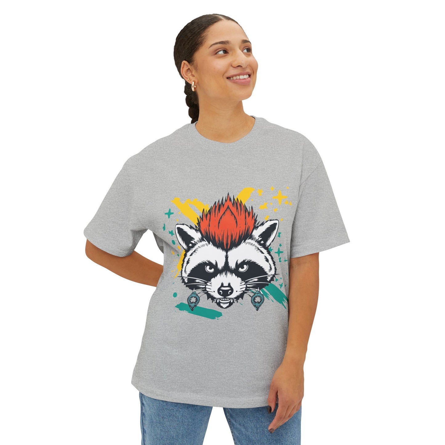 Cool Raccoon Graphic Boxy Tee, Unisex Oversized T-Shirt for Casual Wear, Animal Lover Gift, Summer Fashion, Unique Tee