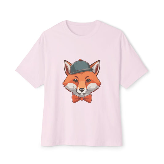 Whimsical Fox Graphic Tee for Animal Lovers | Unisex Boxy Oversized T-Shirt, Gift for Kids and Adults, Casual Wear, Birthday Present