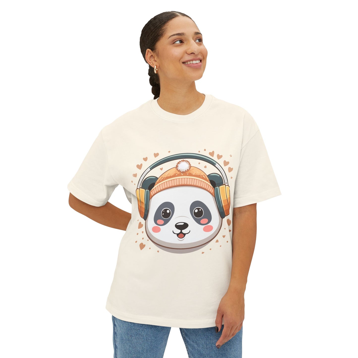 Cute Panda Graphic Tee, Oversized Unisex T-Shirt, Casual Wear, Gift for Animal Lovers, Fun Summer Outfits, Music Theme Apparel