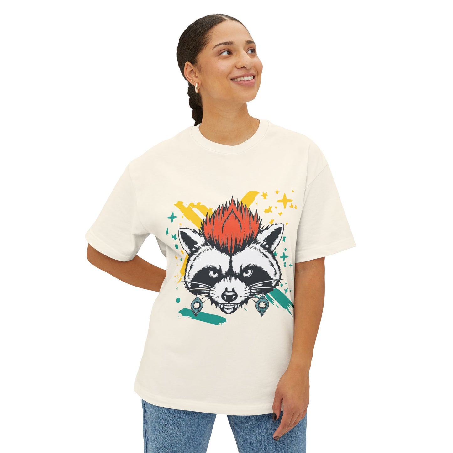 Cool Raccoon Graphic Boxy Tee, Unisex Oversized T-Shirt for Casual Wear, Animal Lover Gift, Summer Fashion, Unique Tee