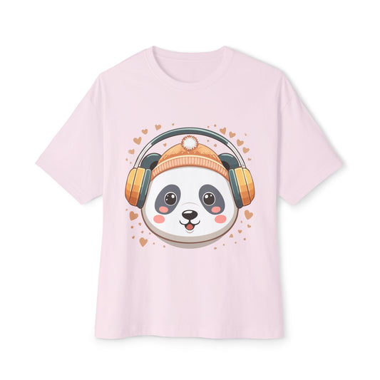 Cute Panda Graphic Tee, Oversized Unisex T-Shirt, Casual Wear, Gift for Animal Lovers, Fun Summer Outfits, Music Theme Apparel