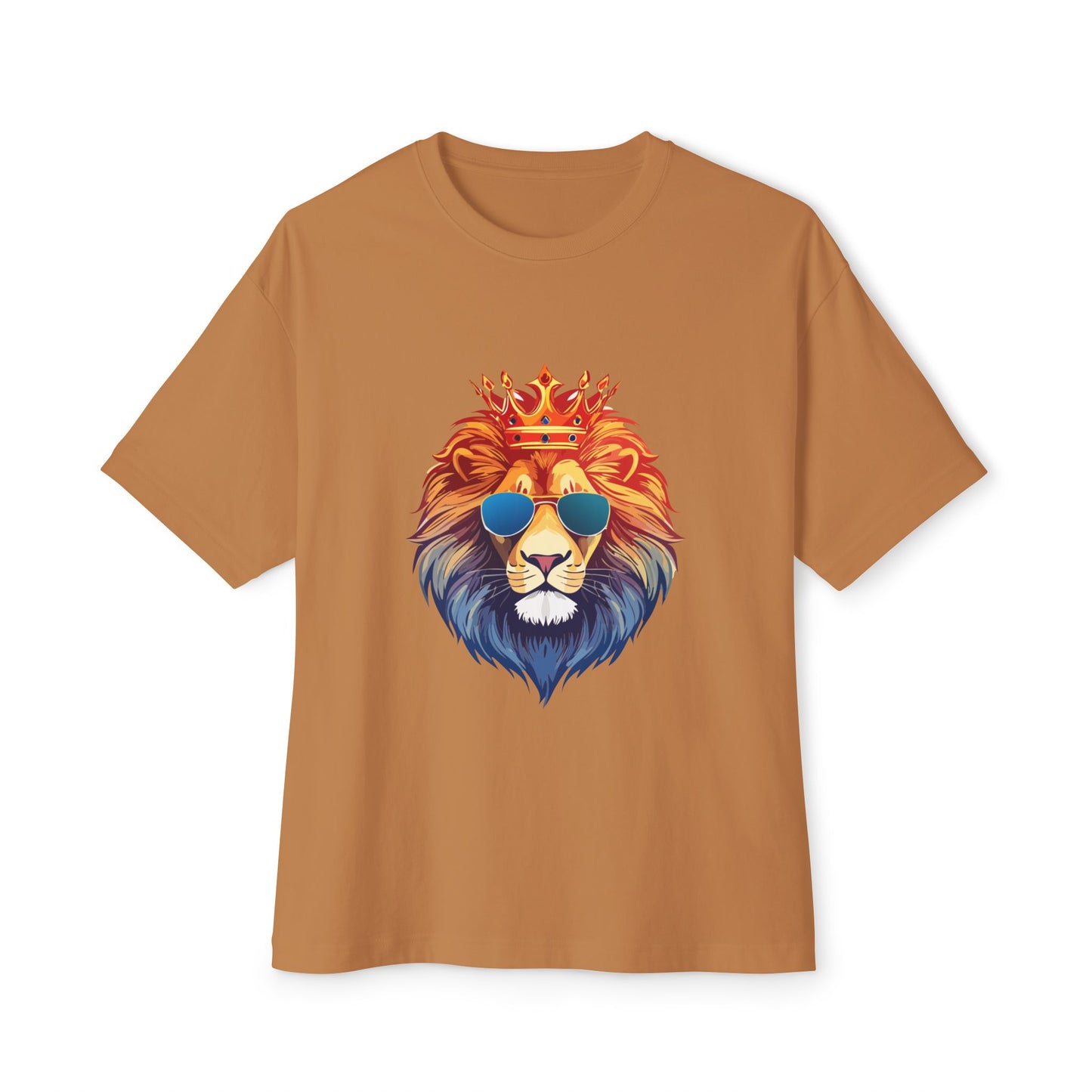 Cool Lion Sunglasses Unisex Oversized Boxy Tee - Stylish Graphic Tee, Trendy Streetwear, Casual Outfit, Gift for Animal Lovers, Summer