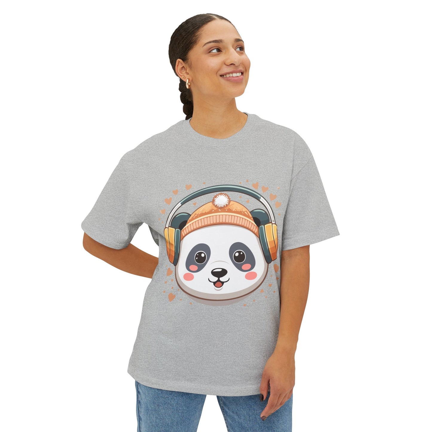 Cute Panda Graphic Tee, Oversized Unisex T-Shirt, Casual Wear, Gift for Animal Lovers, Fun Summer Outfits, Music Theme Apparel