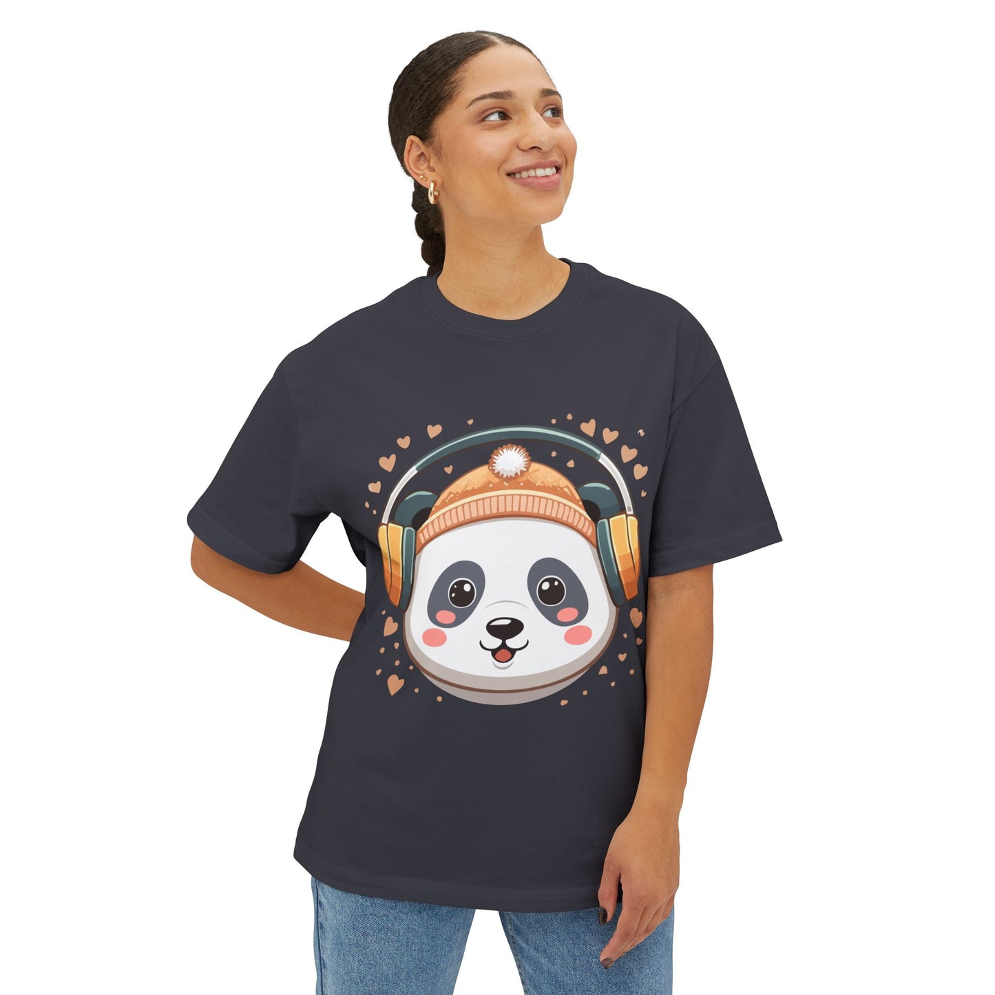 Cute Panda Graphic Tee, Oversized Unisex T-Shirt, Casual Wear, Gift for Animal Lovers, Fun Summer Outfits, Music Theme Apparel