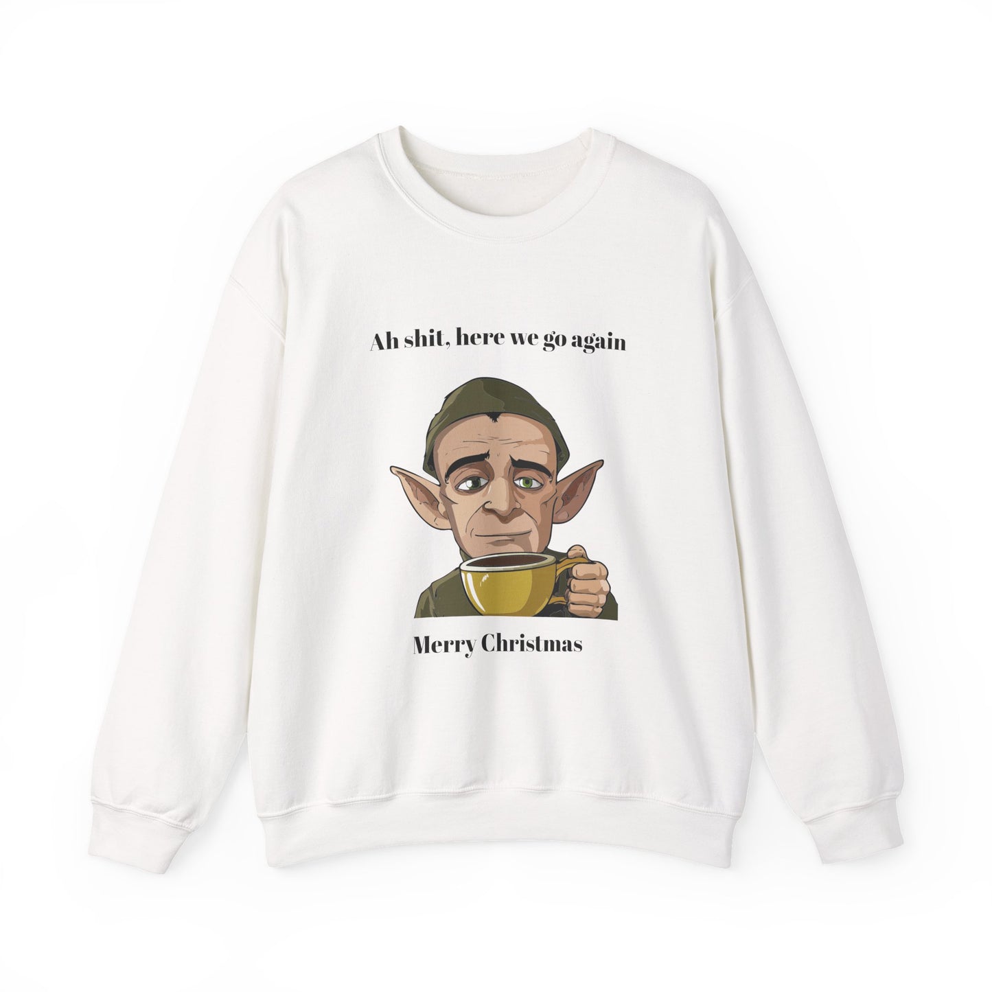 Humorous Unisex Crewneck Sweatshirt - "Ah Shit, Here We Go Again" Christmas Gift