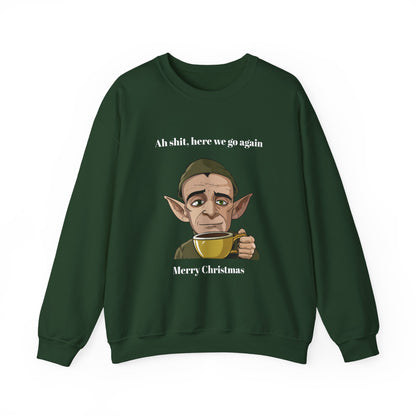 Humorous Unisex Crewneck Sweatshirt - "Ah Shit, Here We Go Again" Christmas Gift