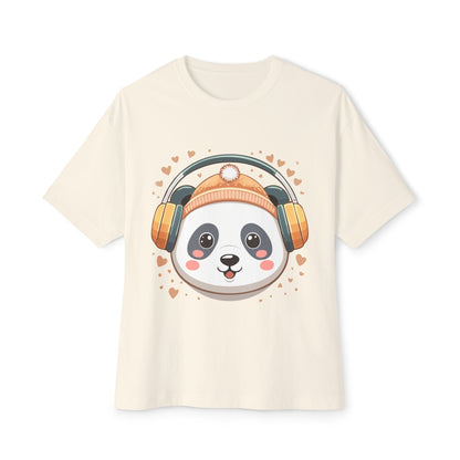 Cute Panda Graphic Tee, Oversized Unisex T-Shirt, Casual Wear, Gift for Animal Lovers, Fun Summer Outfits, Music Theme Apparel