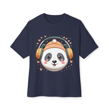 Cute Panda Graphic Tee, Oversized Unisex T-Shirt, Casual Wear, Gift for Animal Lovers, Fun Summer Outfits, Music Theme Apparel
