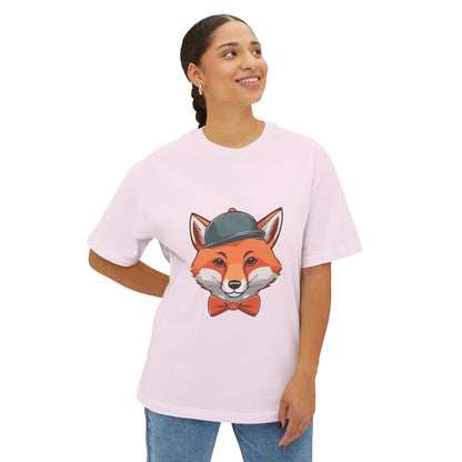 Whimsical Fox Graphic Tee for Animal Lovers | Unisex Boxy Oversized T-Shirt, Gift for Kids and Adults, Casual Wear, Birthday Present