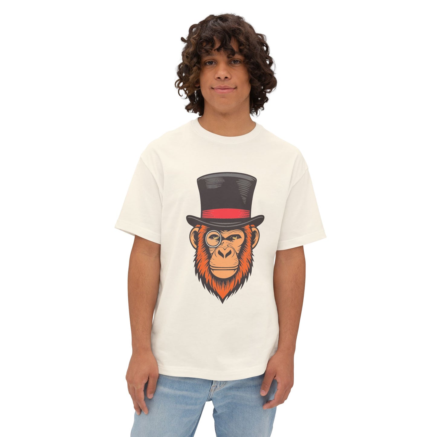 Dapper Monkey Tee - Oversized Unisex T-Shirt, Fun Graphic Tee, Casual Wear, Gift for Animal Lovers, Unique Style, Birthday Present