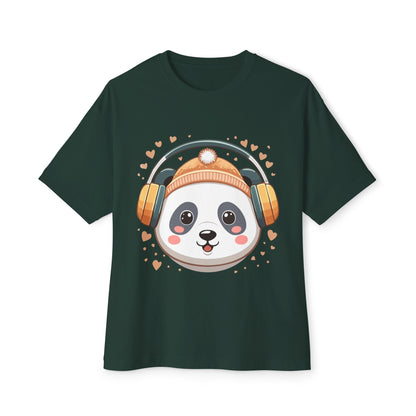 Cute Panda Graphic Tee, Oversized Unisex T-Shirt, Casual Wear, Gift for Animal Lovers, Fun Summer Outfits, Music Theme Apparel
