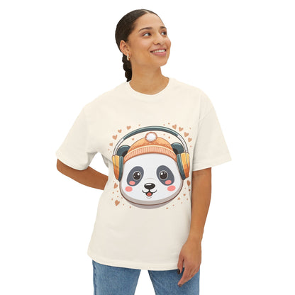 Cute Panda Graphic Tee, Oversized Unisex T-Shirt, Casual Wear, Gift for Animal Lovers, Fun Summer Outfits, Music Theme Apparel