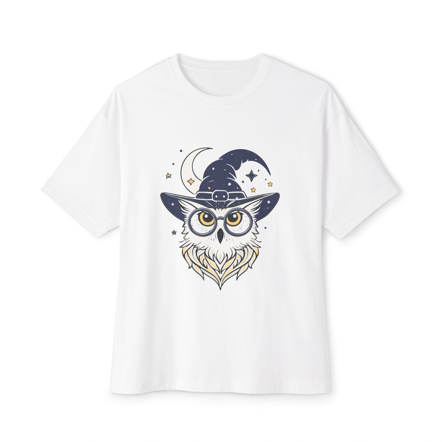 Witchy Owl Oversized Tee, Cozy Tee for Halloween, Unisex Graphic Shirt, Gift for Pet Lovers, Cute Witch Apparel, Owl Lovers Tee