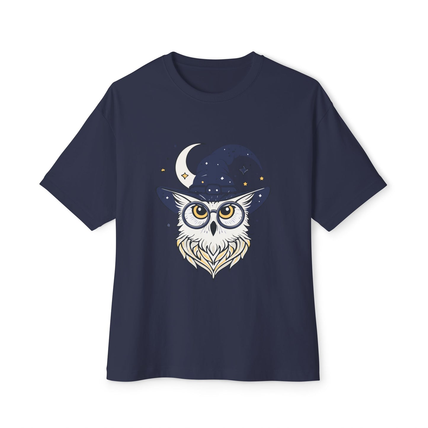 Witchy Owl Oversized Tee, Cozy Tee for Halloween, Unisex Graphic Shirt, Gift for Pet Lovers, Cute Witch Apparel, Owl Lovers Tee