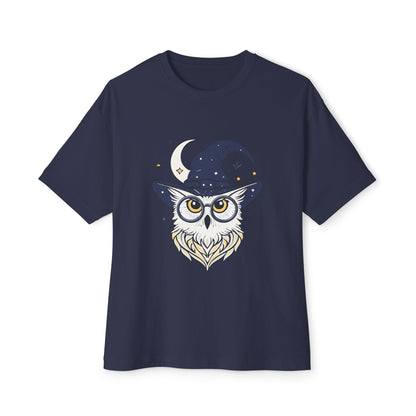 Witchy Owl Oversized Tee, Cozy Tee for Halloween, Unisex Graphic Shirt, Gift for Pet Lovers, Cute Witch Apparel, Owl Lovers Tee