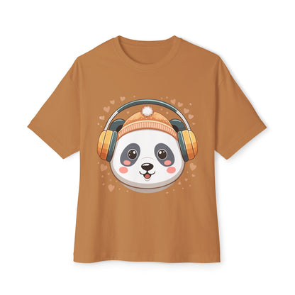 Cute Panda Graphic Tee, Oversized Unisex T-Shirt, Casual Wear, Gift for Animal Lovers, Fun Summer Outfits, Music Theme Apparel